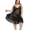 Camisón Transparente de Encaje Europeo y Americano para Mujer de Talla Grande