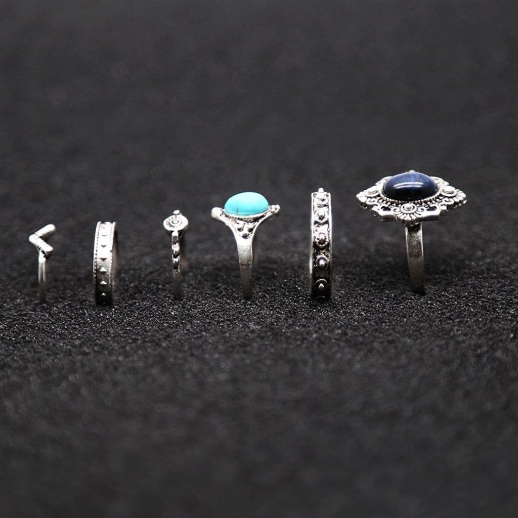 6 Stück/Set Damen Silber Türkis Midi Über Knöchel Ring Schmuck Geschenke