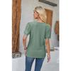 GMXIA Women's Spring Summer Buttoned Round Neck Puffy Sleeve Loose Solid Color T-shirt