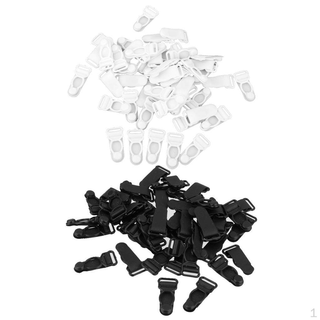 

100 шт. женские пластиковые зажимы для подвязок, крючки, подтяжки, черные и белые