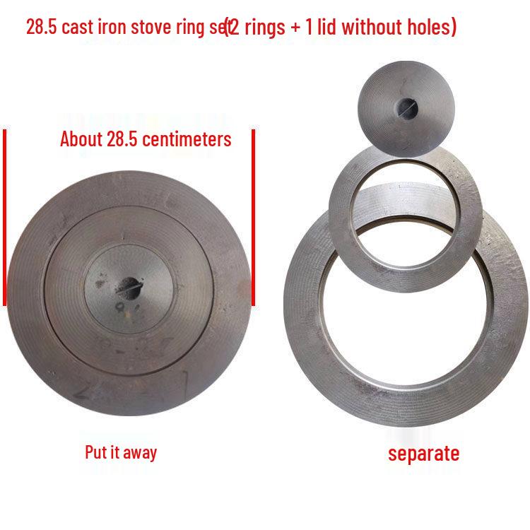 Cast Iron Firewood Stove Ring & Lid: Thickened Rustic Pot and Fire Pit Accessories