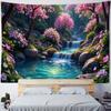 Dreamy Flower Waterfall Wall Hanging Tapestry Soft Polyester Fabric Painting for Living Room Bedroom Office Dormitory Party Deco