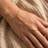 Braccialetti ad Anello per Dita Collegati con Strass Multistrato in Acciaio Inossidabile per Donna Braccialetto con Catena Sottile Fatta a Mano Gioielli da Festa