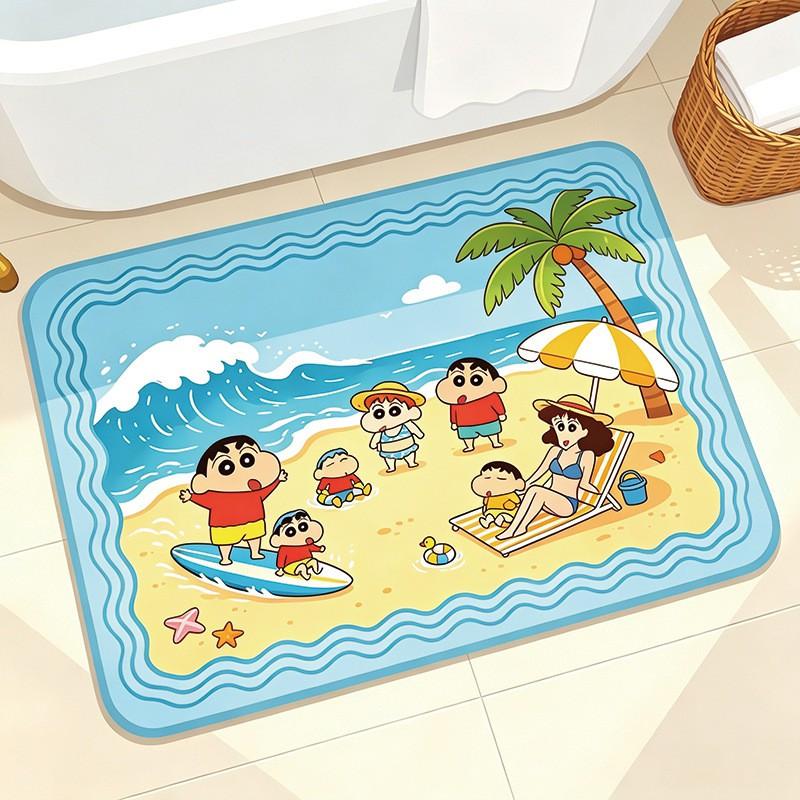 Cute Cartoon Shin-chan Diatomaceous Earth Floor Mat Bathroom Entryway Quick Dry Absorbent Doormat