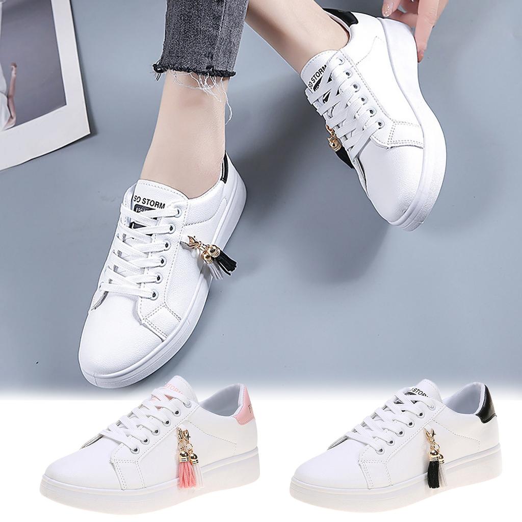 Buy Women's Shoes Outdoor Leisure Shoes Leather Fringed White Shoes Low