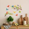Bird On The Tree Branch Wall Sticker, Green Leaf and Flying Bird DIY Art Vinyl Wall Decal, Self-Adhesive Wall Decoration for Garden Living Room