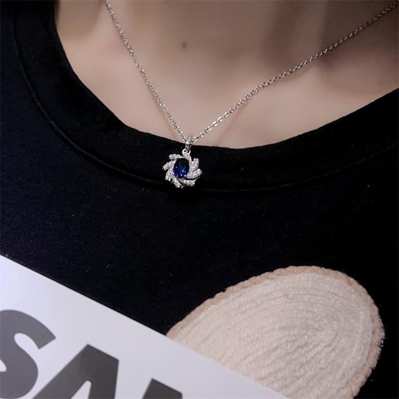 Royal Sapphire-Style Pendant Necklace with Tanzanite-Colored Gemstone