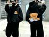 Y2K Cute Afternoon Tea Teddy Bear Printed Boys' and Girls' Loose Casual Long-Sleeved Children's Hooded Shirt
