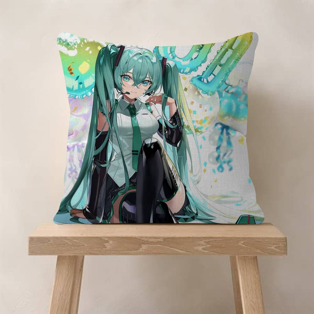 HHatsune Anime Miku Cushion Cover Decorative Pillow Sofa Home Decor Case Pillow Cases