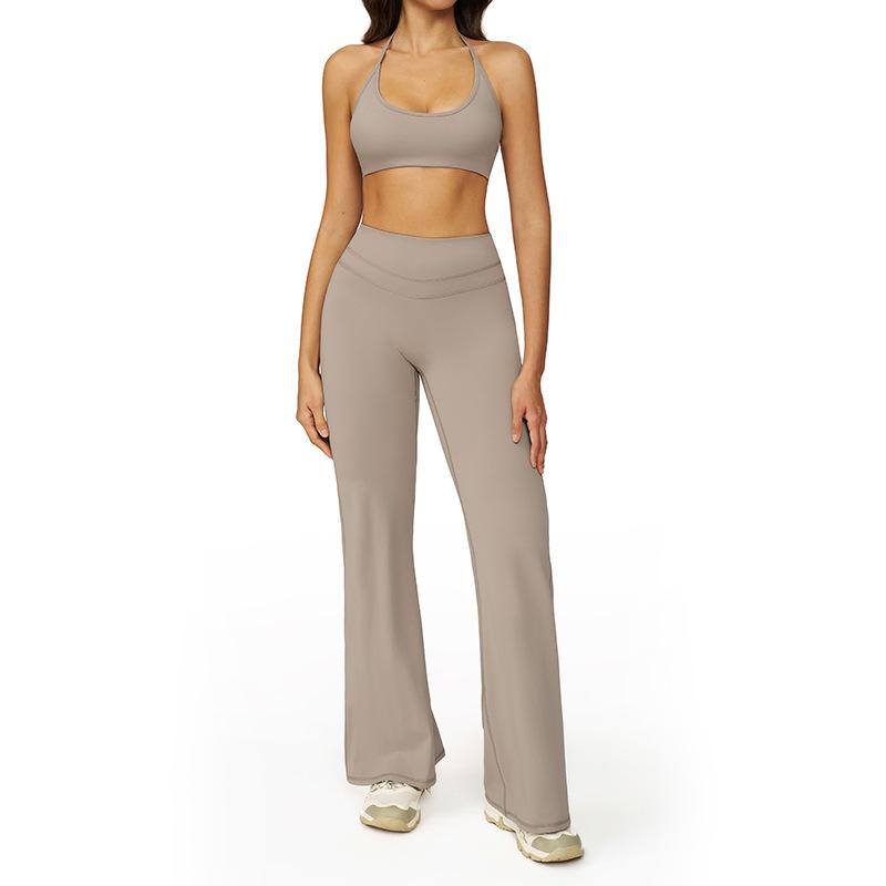 JYL Quick Dry Brushed Yoga Set Hollow Back High Waist Outfit