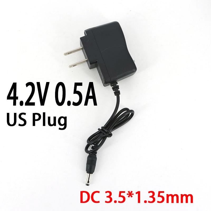 

AC 100-240V DC 4.2V 0.5A 500mA 2A 2000mA 5.5x2.5mm 3.5x1.35mm Адаптер питания Зарядное устройство для 1S 2S 3S 4S 18650 аккумулятора Lithium 4.2V 0.5A US Plug