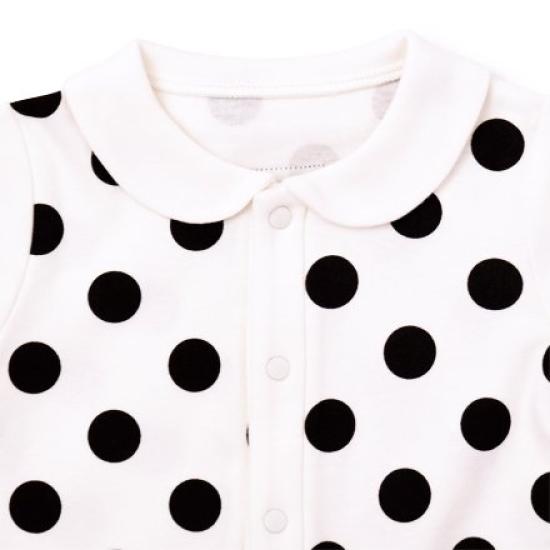 COLORFUL CANDY STYLE Rompers for Long Sleeve Front Toddler Polka Dot Large B3100100 Girls, Coveralls, Cute, Opening, (White)