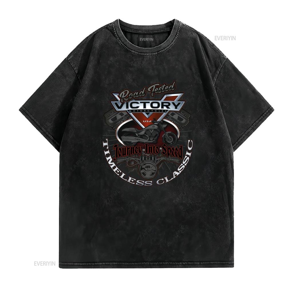 Victory Motorcycles Softstyle T Shirt Vintage Washed Stylish Graphic Homme Breathable Top For Everyday Wear Slightly Soft