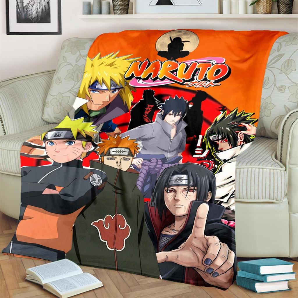 Anime-Naruto Print Blanket Warm Comfortable Flannel Blanket for Bedrooms, Sofas, Beds, Chairs, Picnics, Travel -LXR68