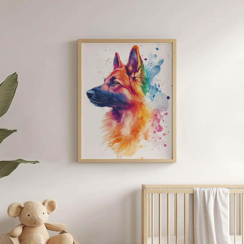Plakat Z Owczarkiem Niemieckim Plakat Z Owczarkiem Niemieckim, 30X40 Cm, Bez Ramy, Papier Matowy 230 Gsm