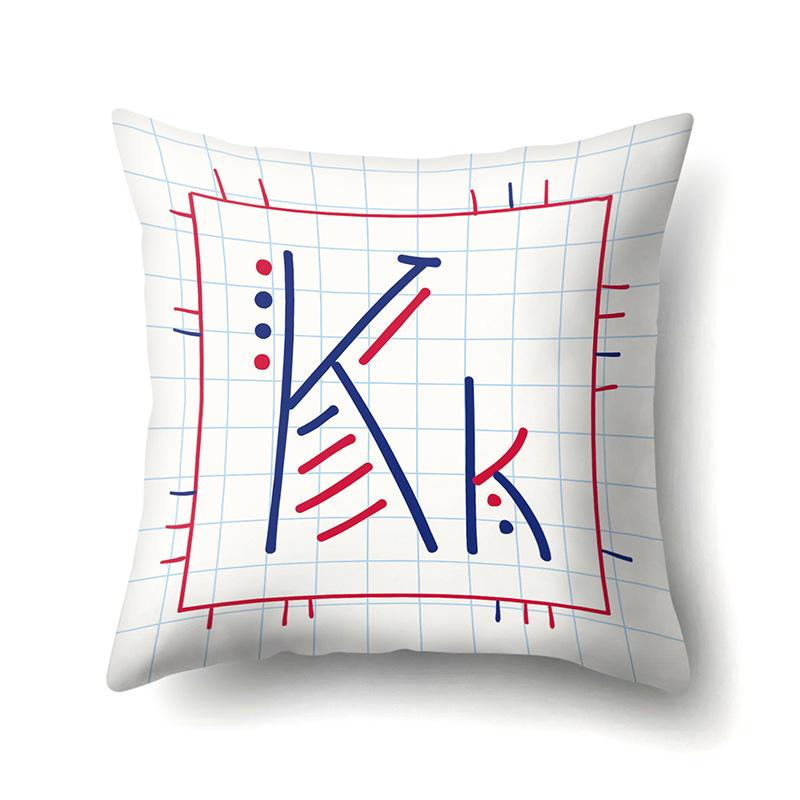 Polyester Pillow Case Decoration Home 26 English Letter Printing Pillow Case British Style Bedside Cushion Cover