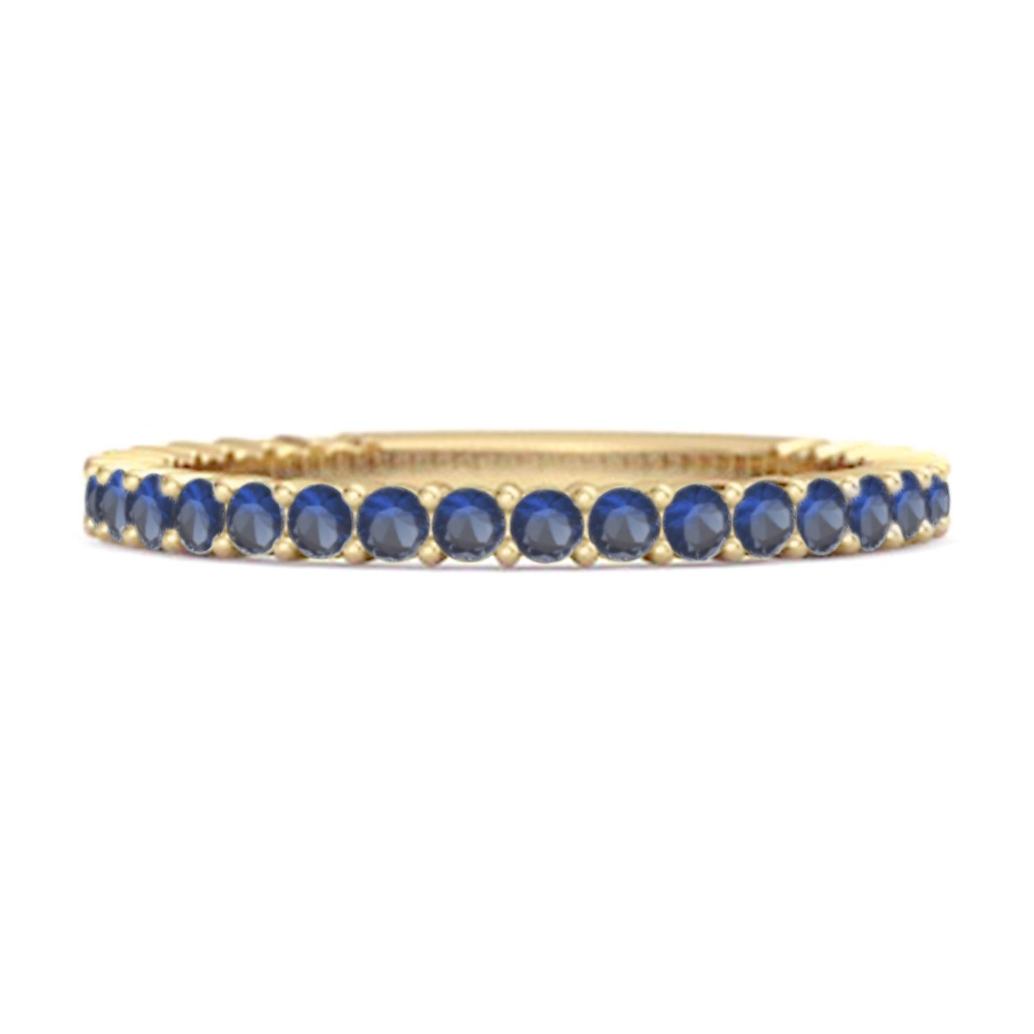 Blue Sapphire Eternity Band Ring - 925 Sterling Silver Gold Vermeil 7.5