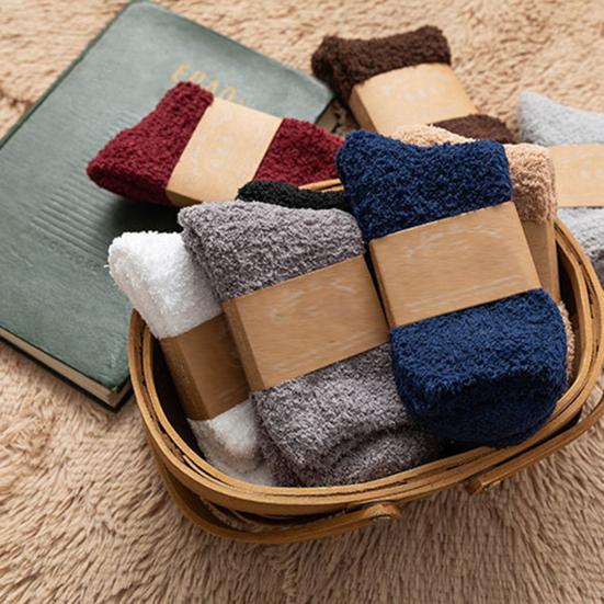 Men Socks Solid Color Thickened Winter Autumn Anti-friction Warm Soft Floor Socks for Home