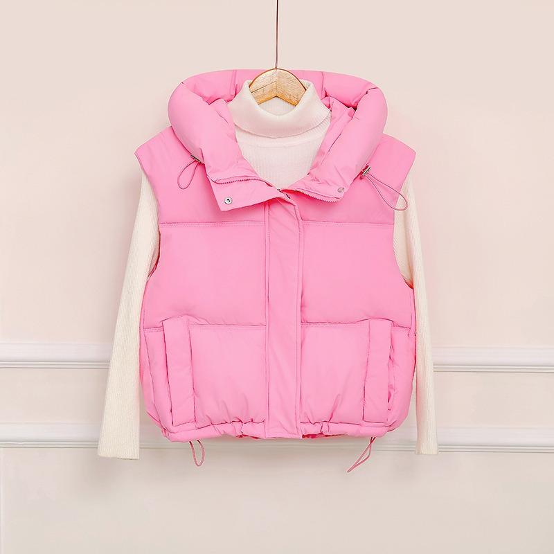 Autumn and winter new simple cotton clothes women's vest short stand-up collar vest outer wear vest jacket