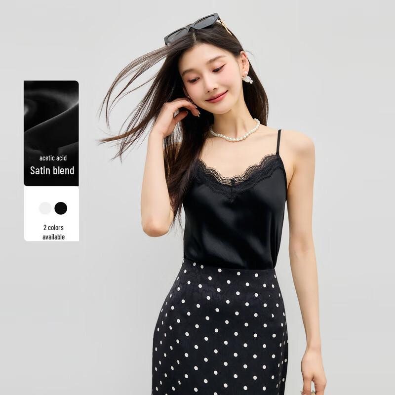 

Qiushui Yiren V-neck Lace Trim Acetate Camisole M