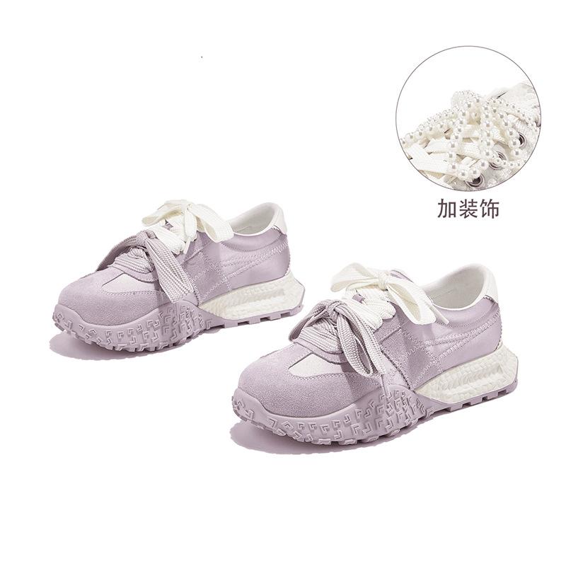 

2025 весна новая мода повседневная обувь женская спортивная обувь на платформе двойные шнурки жемчужные плоские туфли для студентов женская обувь для серфинга 35 фиолетовый