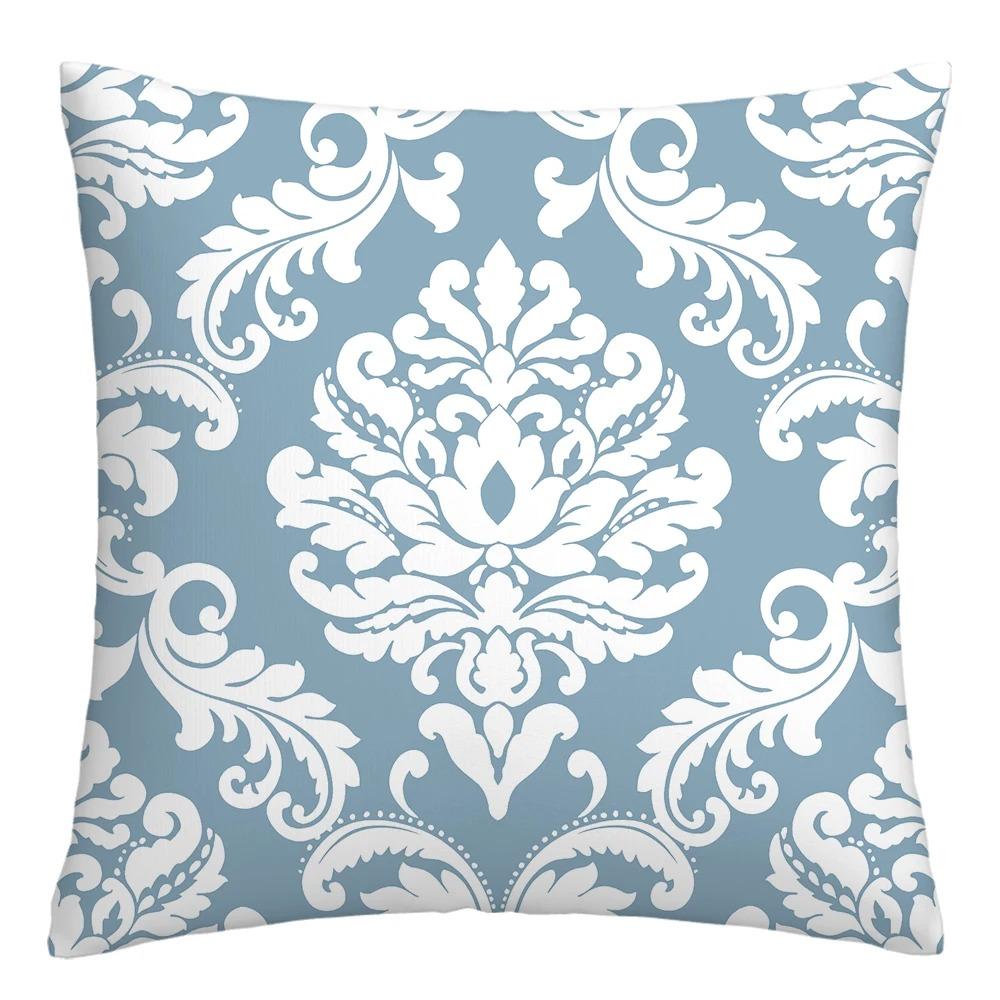 Blue and White Geometric Decorative Pillowcase Living Room Office Home Pillowcase Car Ornaments