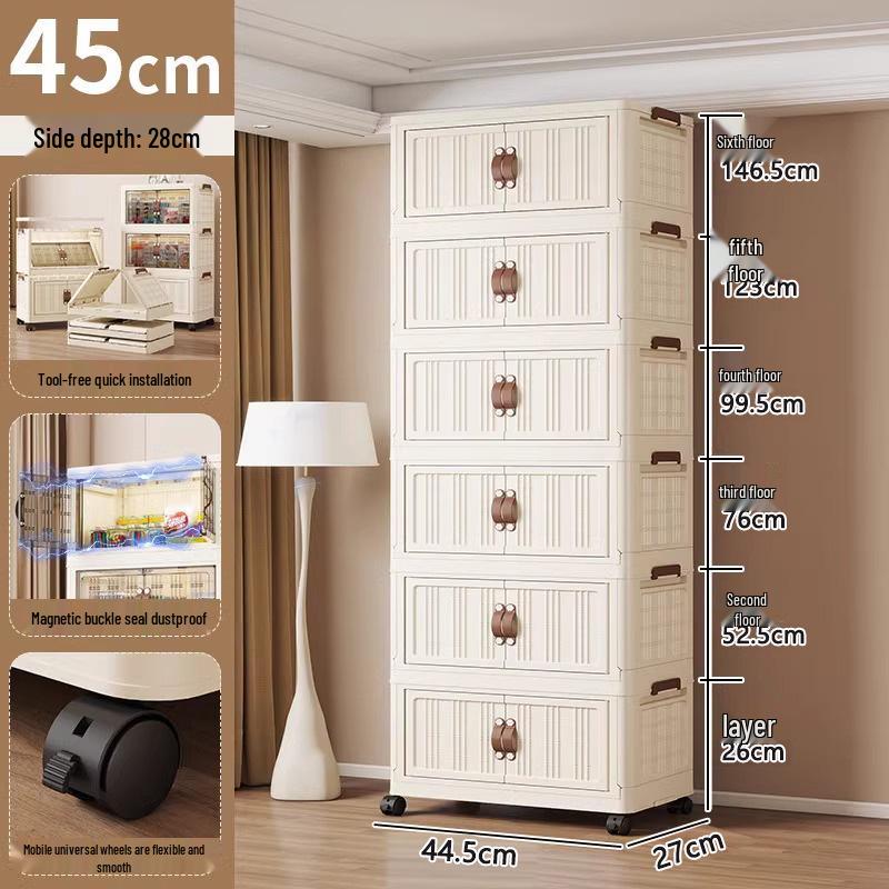 45-90 Wide Multi-layer Folding Plastic Storage Cabinet for Baby Wardrobe Organizer