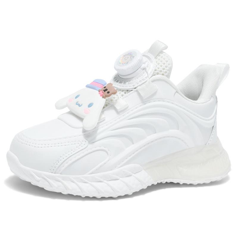 Children's White Shoes Girls' Sports Running Versatile Swivel Buckle Children