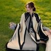2025 High-End Women's Korean Style Versatile Shawl: Double-Sided, Warm, Imitation Cashmere Scarf with Old Flower Design for Autumn/Winter.