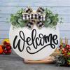 Welcome Sign Front Door Decorations,Round Wood Wreath Wall Hangings Decors for Outdoor Indoor,Home,Farmhouses ,Porch