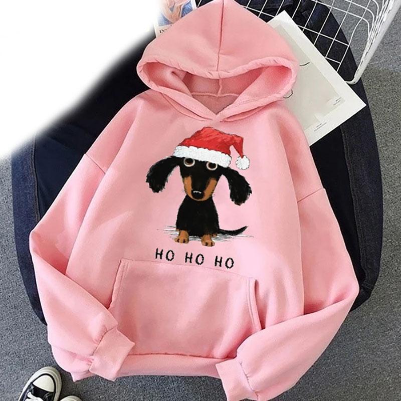 New Cute Dachshund Dog Hoodies Love Cartoon Print Women Unisex Kawaii Hoodie Hooded Sweatshirts Pullovers Unisex Tracksuit Clothing