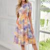 Women's Casual Sundress Summer Boho Beach Dress Floral Blouses For Women O Neck Loose Dresses
