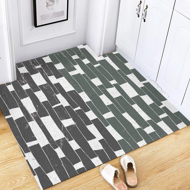 Nordic Stripe Door Mat Carpet Non-slip Mud Scraping Dust Removal Mat Carpet Living Room Indoor Silk Loop Cut Home Floor Doormats