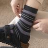 Women's Warm Color Block Striped Mid-Calf Sleep Socks - Autumn/Winter Terry Thick Anti-Cold Socks