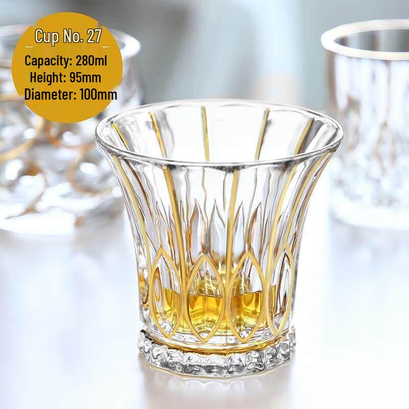 HA Gold-Painted Crystal Whiskey Glass