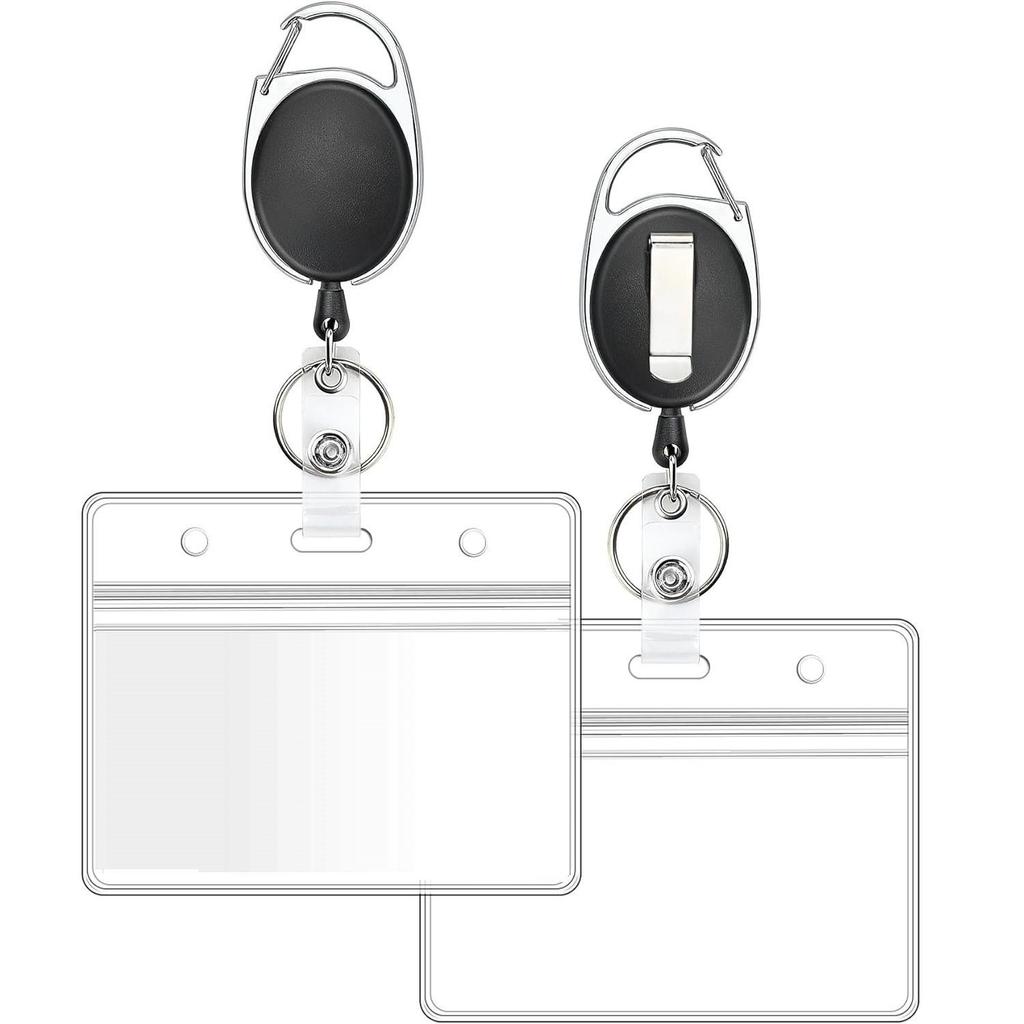 Black Zinc Alloy Waterproof Retractable Badge and Card Holder