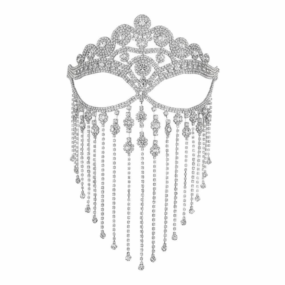 

Shiny Face Chain Luxury Veil Mask Bohemian Style Tassel Mask for Women