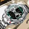 Sportliche Luxus Herren Armbanduhr Dualzeitanzeige Digital Woche Datum LED Leuchtend Herrenuhr Elektronische Quarzuhren