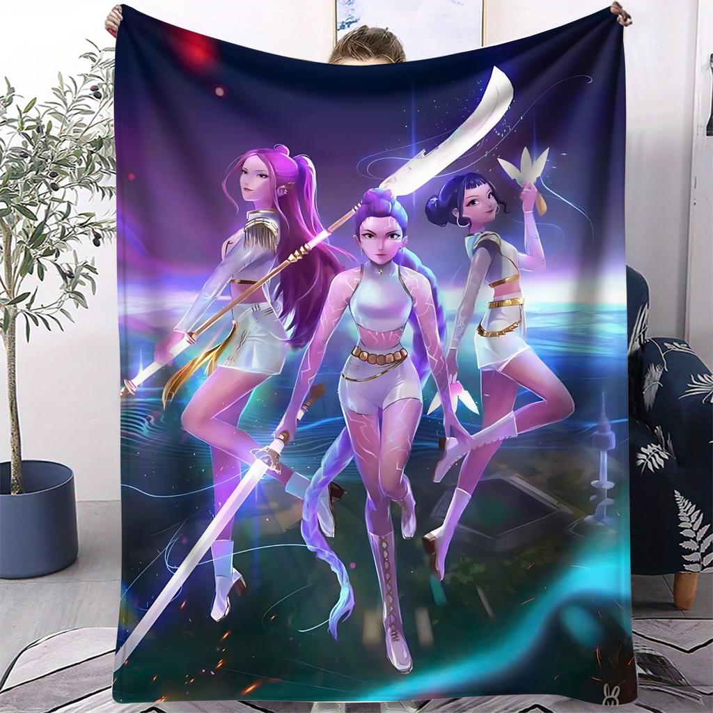 K-Pop Demon Hunters Blanket Girls Boys Plush Throw Blanket Novelty Warm Blanket All Season Huntrix Fan Gift for Office Travel
