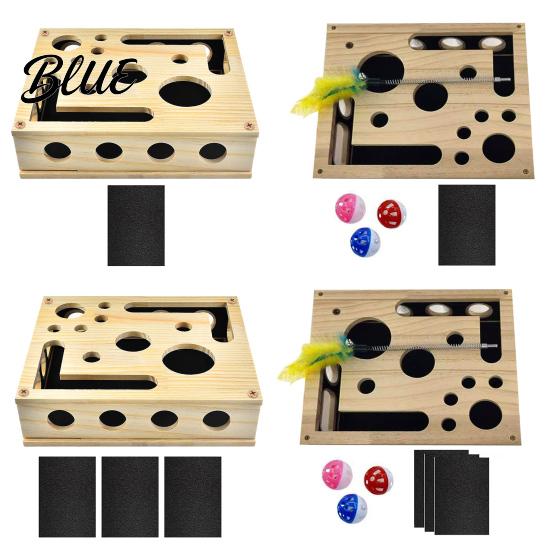 Boîte de lime à ongles pour chat Boîte à jouets Puzzle d'enrichissement en bois Jouet Griffoir interactif Intérieur Comprend du papier de verre pour le soin des chats Stimulation mentale Griffoir