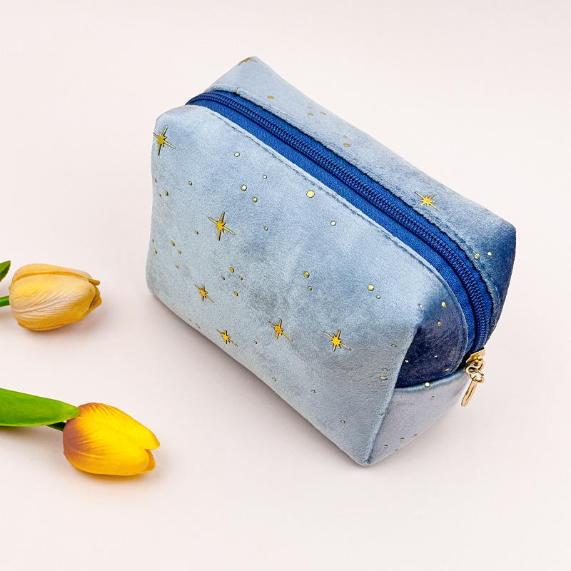 Elegant Italian Velvet Octagonal Makeup Bag - Large Capacity Women's Clutch for Cosmetics Storage