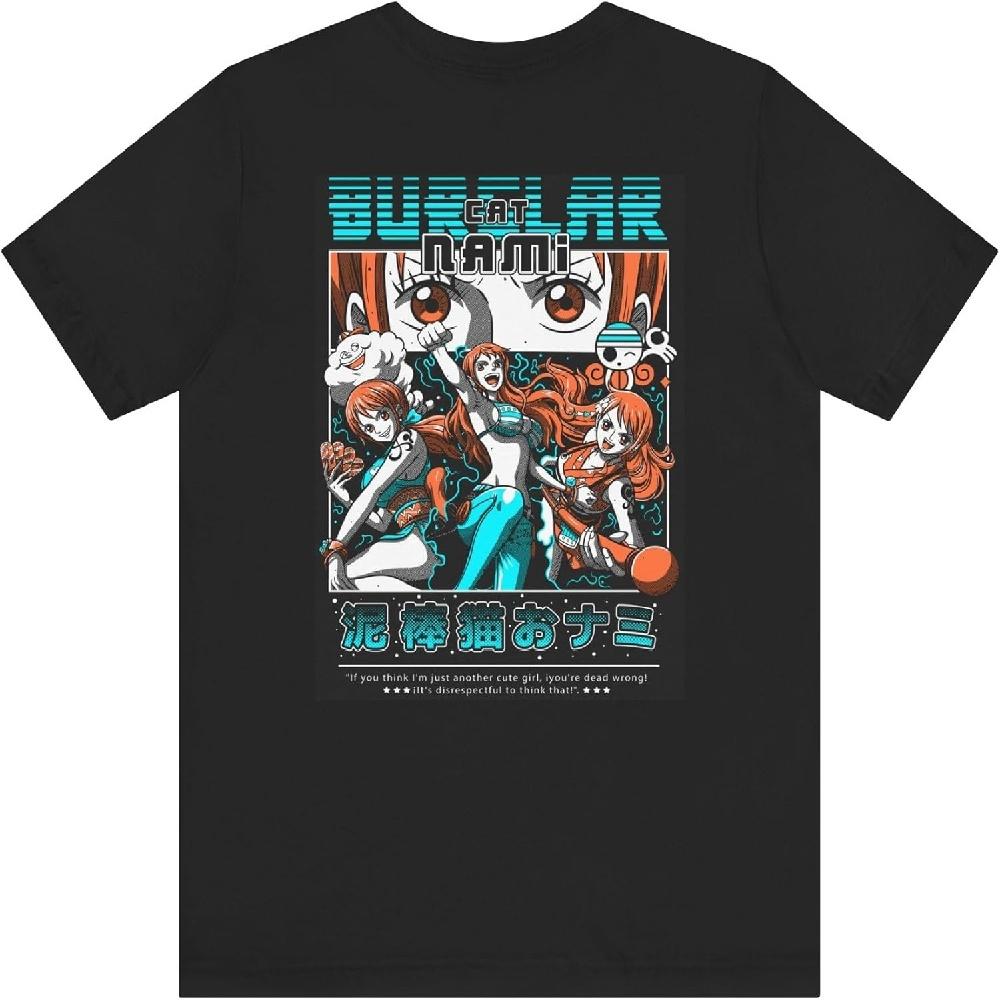 Cat Burglar Nami-Inspired Unisex Jersey Tee, Anime Shirt, Graphic Tee, Manga Apparel, Gift for Fans, Casual Wear S чёрный