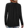 Women's V-neck Pleated Solid Color Casual Long-sleeved Loose T-shirt Top