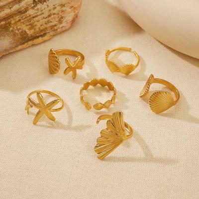 Stainless Steel Starfish Ring - Women's Versatile Open Index Finger Ring
