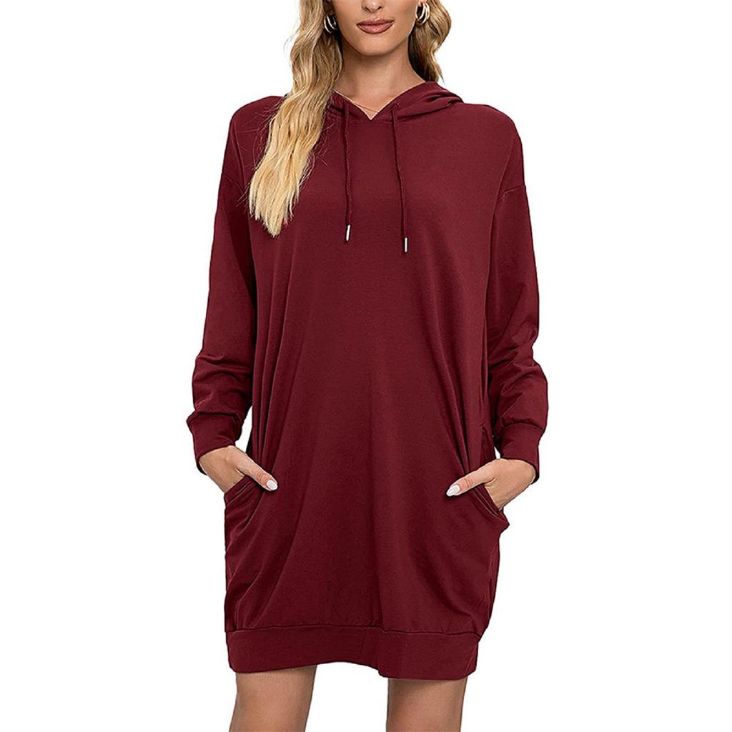 Women's Mid-Length Hooded Drawstring Long-Sleeve Sweatshirt - Versatile  Casual Wear