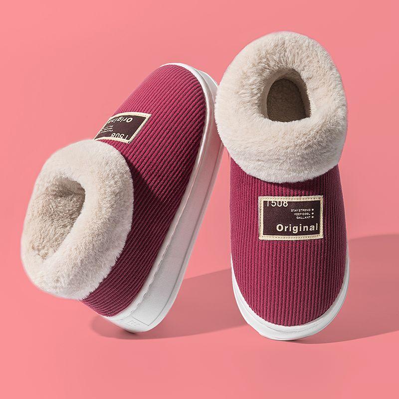 Autumn Winter Couple Household Velvet Warm Cotton Slippers Cotton Slippers Thick Soled Snow Boots