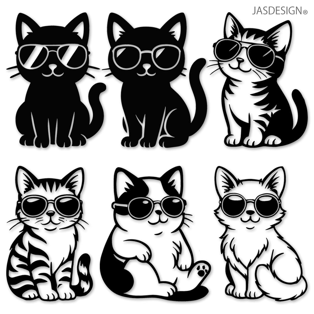 JASDESIGN Cat Sticker Car Car Sticker Cat Black Cat Sunglasses
