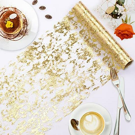 Exclusive Irregular Texture Hot Stamping Foil Table Runner and Placemat for Wedding Decor and Gift Packaging