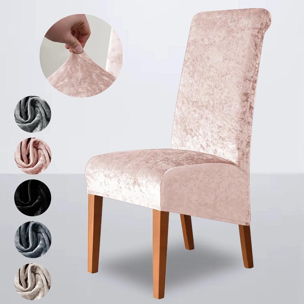 Velvet Dining Chair Cover Full Package Elastic Home Hotel Restaurant Banquet Solid Color Chair Seat Cover Furniture Protector