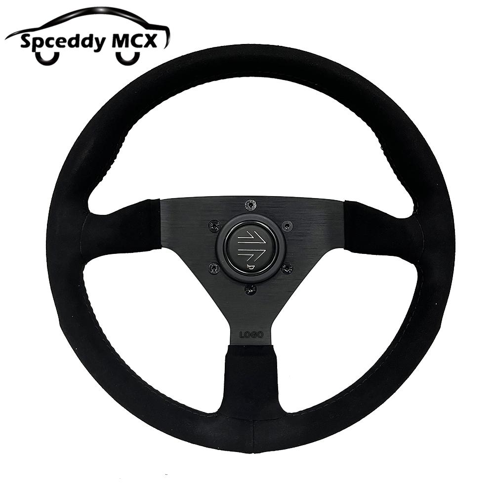 JDM V2 13inch Italy Suede Leather Universal Racing Sport Steering Wheel 320mm Flat Black Red Yellow BlueV232000